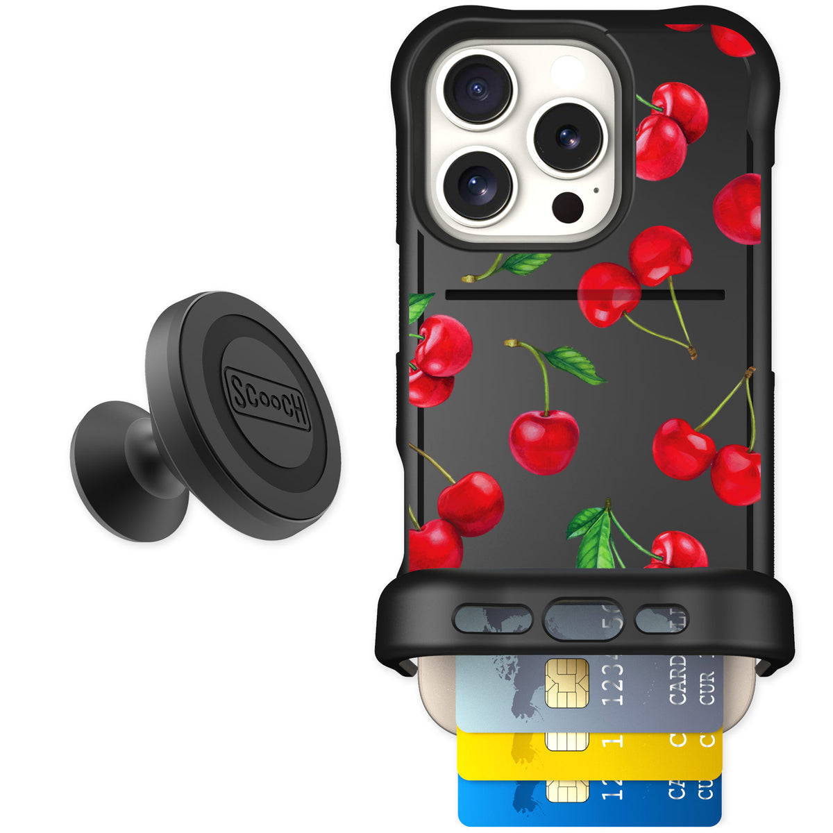 Scooch Wingmate Very Cherry for iPhone 16 Pro — Starter Bundle