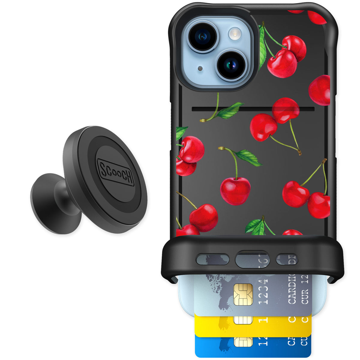 Scooch Wingmate Very Cherry for iPhone 15 — Starter Bundle
