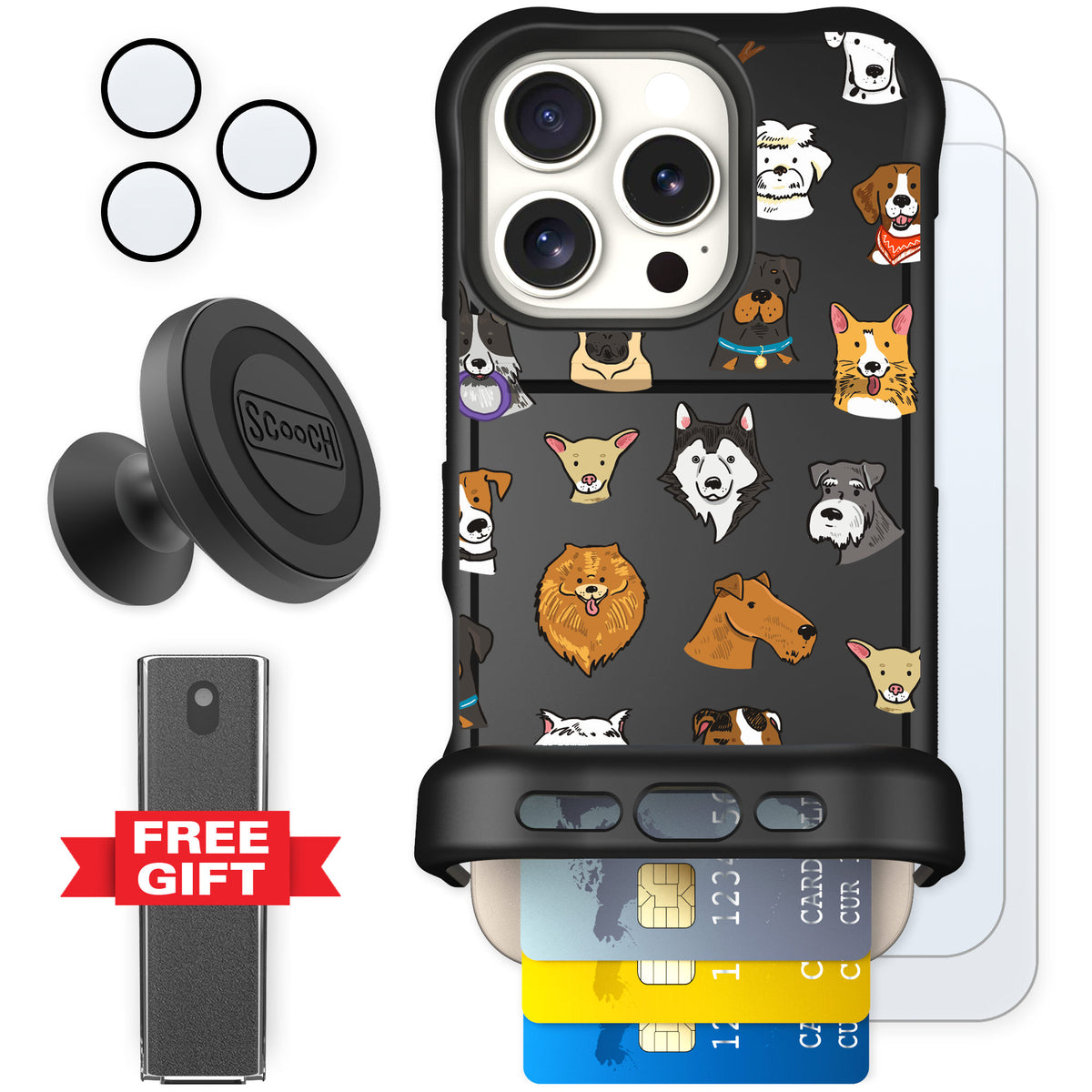 Scooch Wingmate Dog Squad for iPhone 16 Pro — Defender Bundle