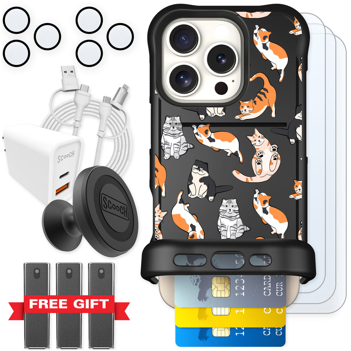 Scooch Wingmate Kitty Crew for iPhone 16 Pro — Ultimate Bundle