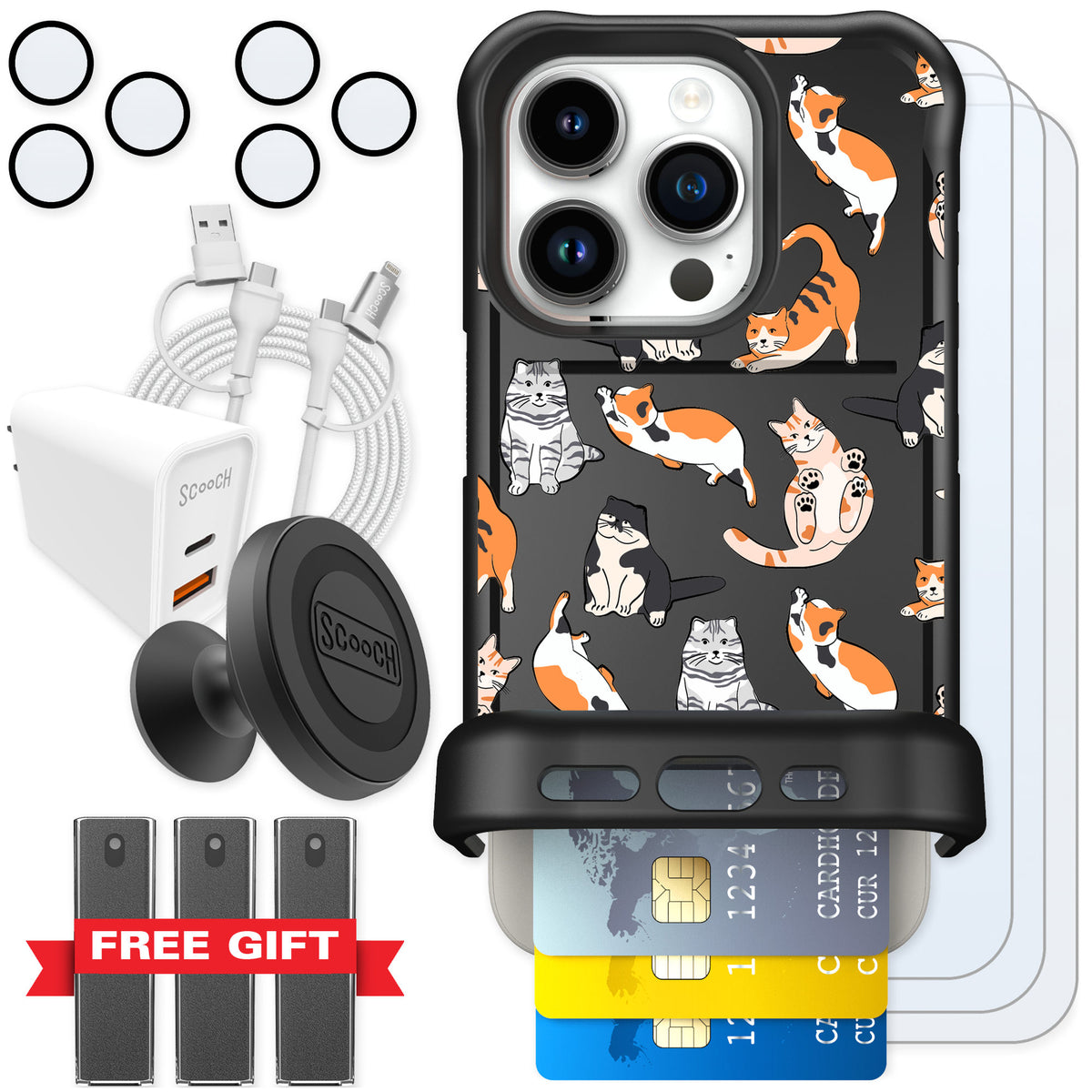 Scooch Wingmate Kitty Crew for iPhone 15 Pro — Ultimate Bundle