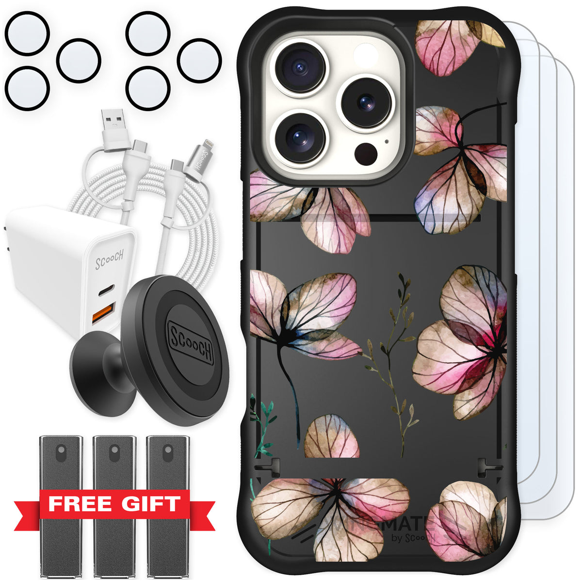 Scooch Wingmate Dried Flowers for iPhone 16 Pro — Ultimate Bundle