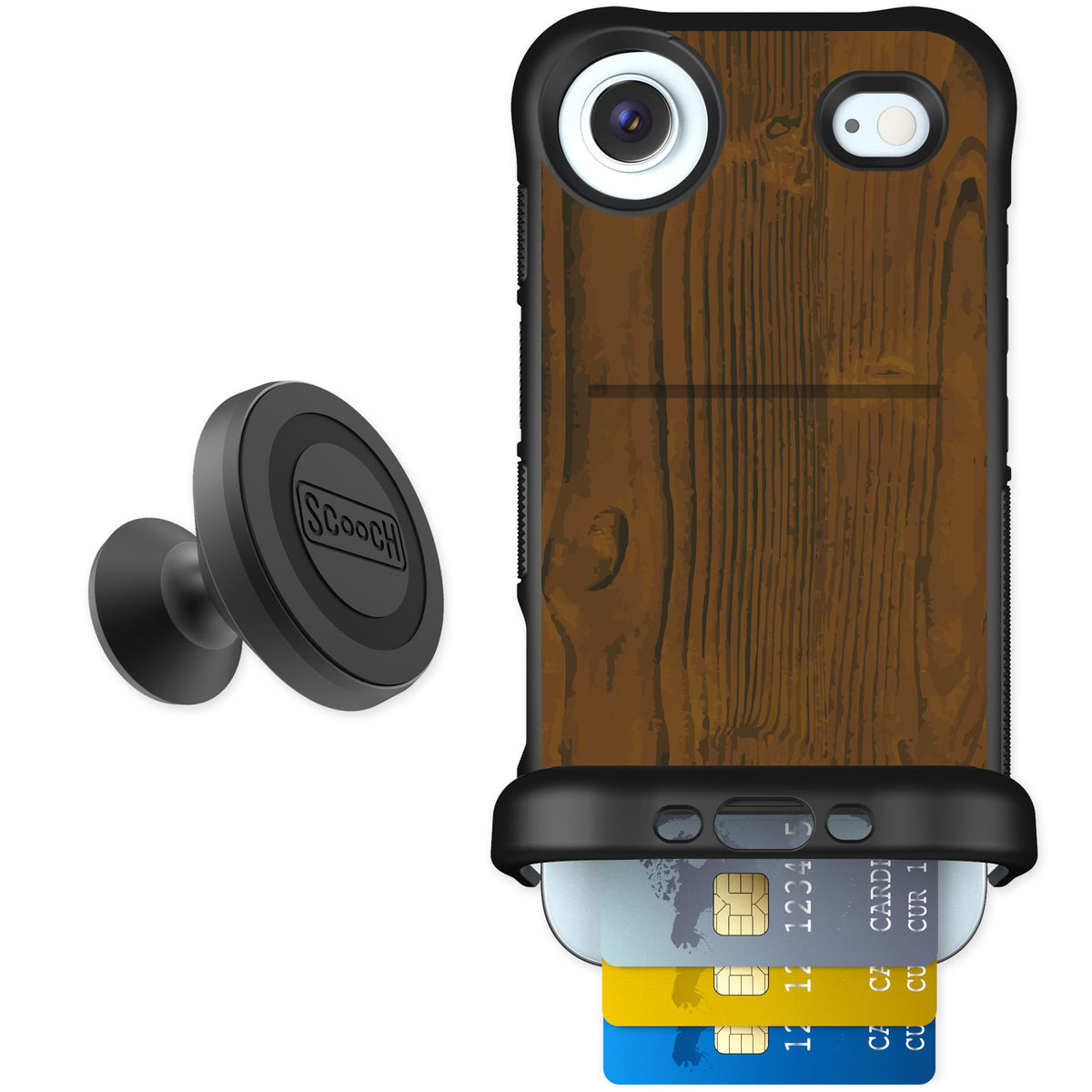 Scooch Wingmate Wood Grain for iPhone Air — Starter Bundle