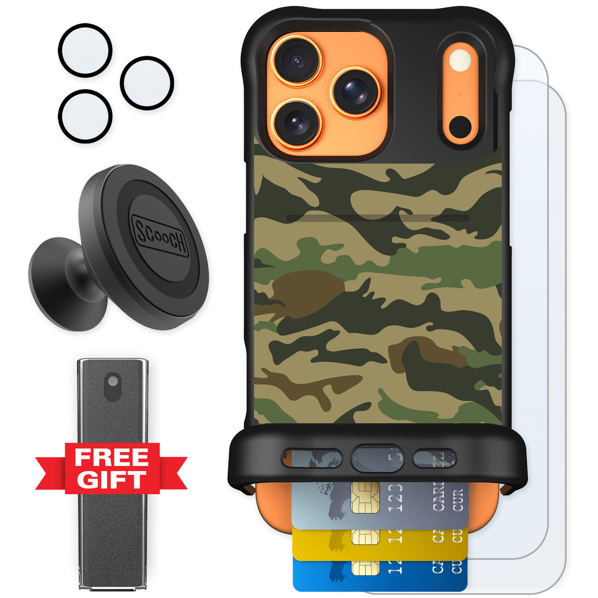 Scooch Wingmate Classic Camo for iPhone 17 Pro Max — Defender Bundle