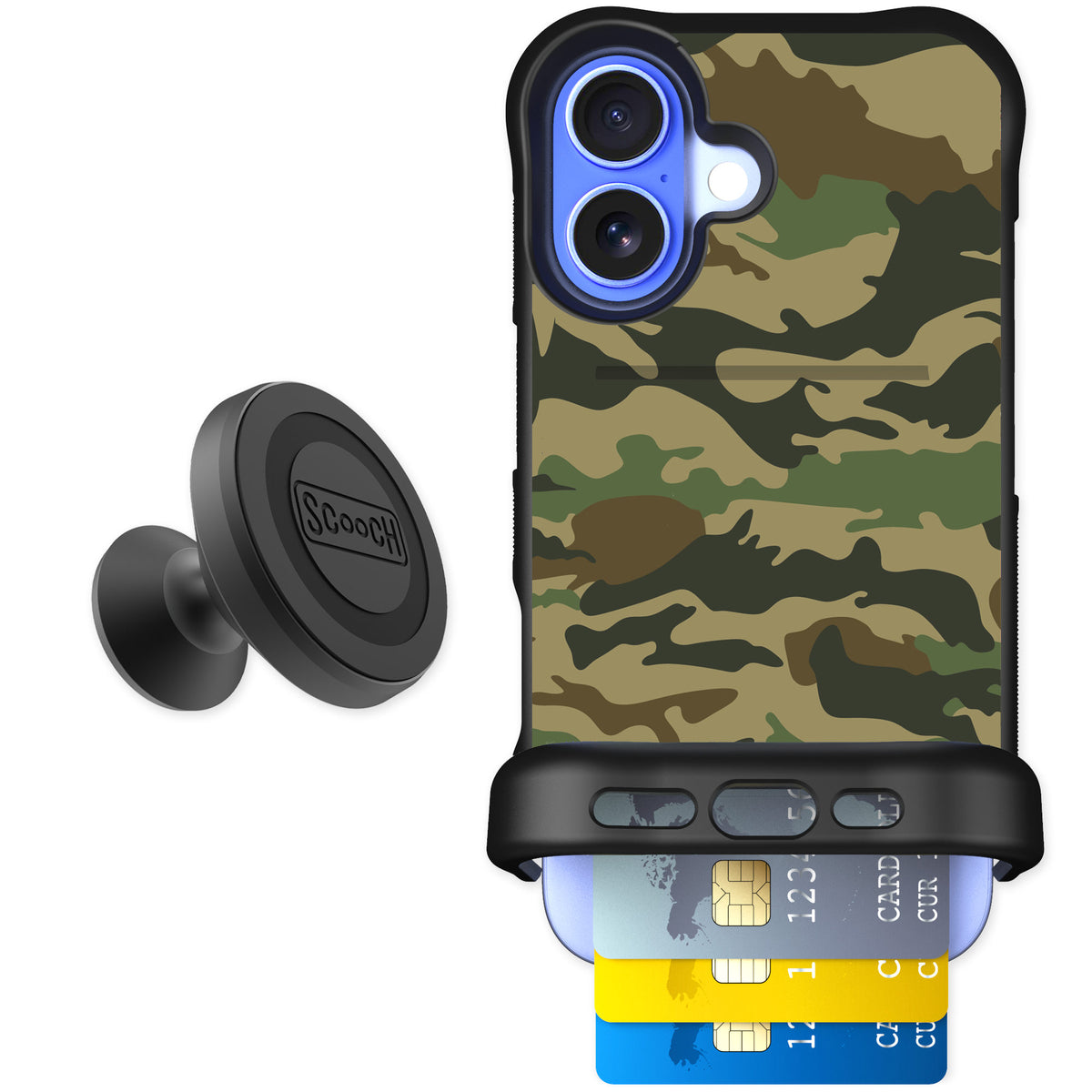 Scooch Wingmate Classic Camo for iPhone 16 — Starter Bundle