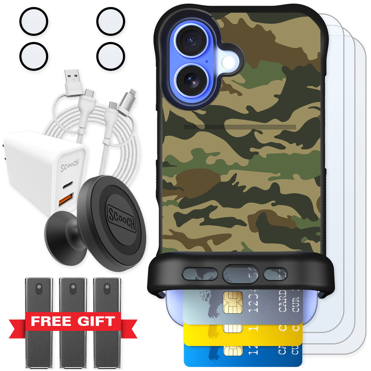 Scooch Wingmate Classic Camo for iPhone 16 — Ultimate Bundle