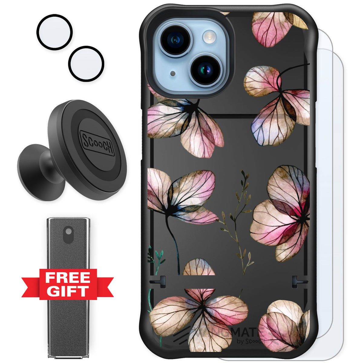 Scooch Wingmate Dried Flowers for iPhone 15 — Defender Bundle