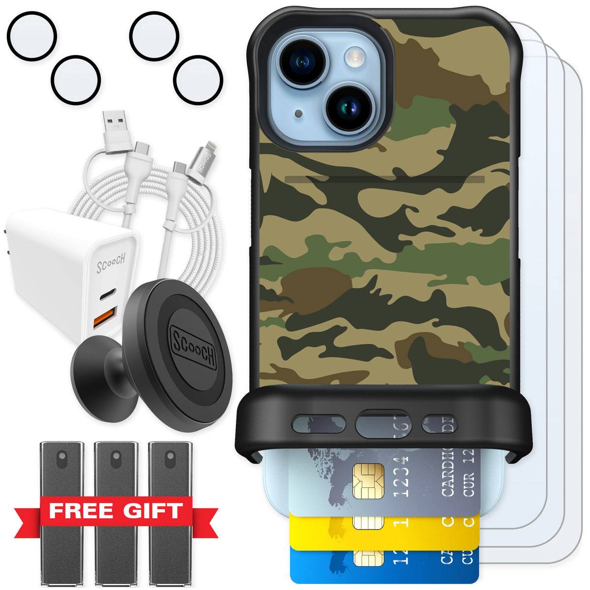 Scooch Wingmate Classic Camo for iPhone 15 — Ultimate Bundle