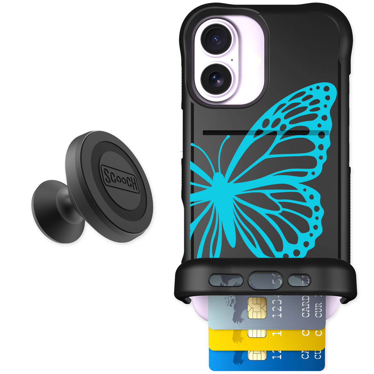 Scooch Wingmate Azure Butterfly for iPhone 17 — Starter Bundle