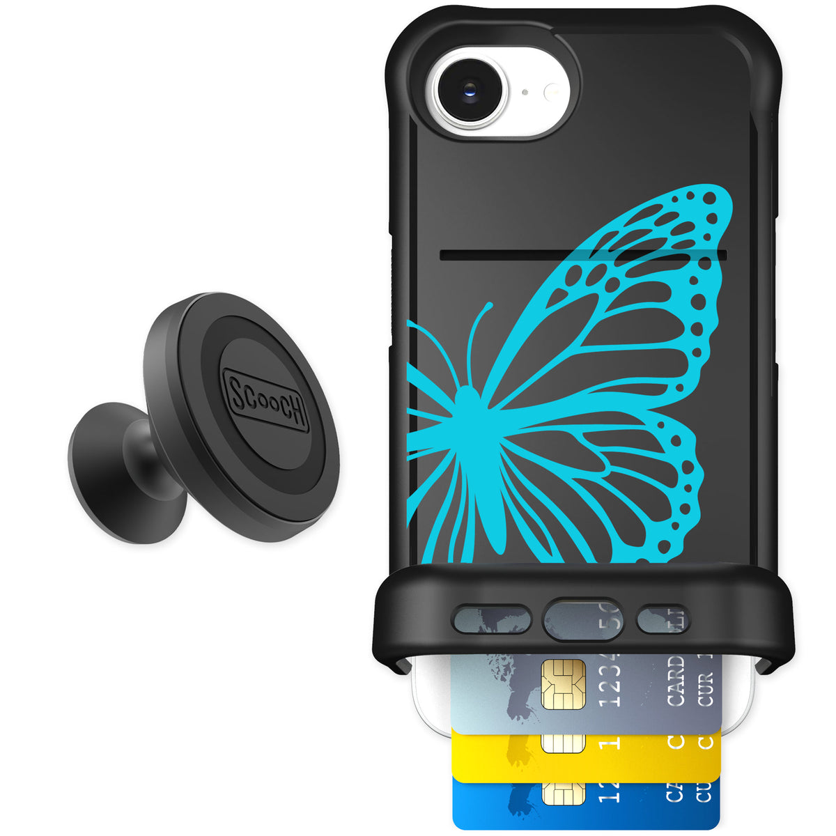 Scooch Wingmate Azure Butterfly for iPhone 17e — Starter Bundle