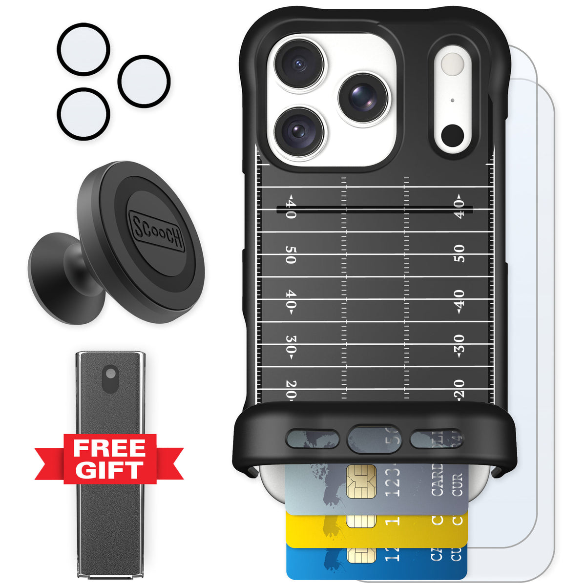 Scooch Wingmate Yard Lines for iPhone 18 Pro — Defender Bundle