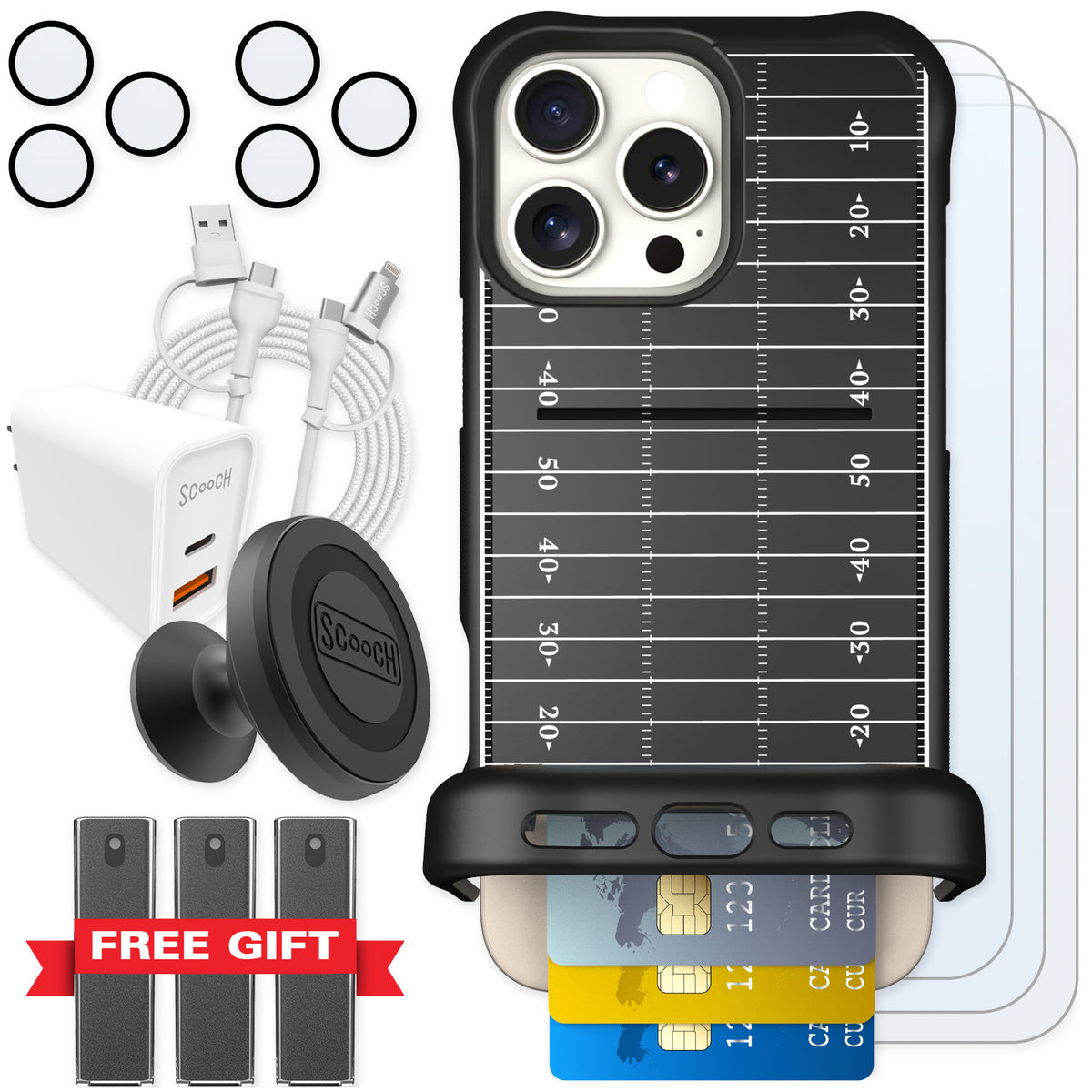 Scooch Wingmate Yard Lines for iPhone 16 Pro Max — Ultimate Bundle