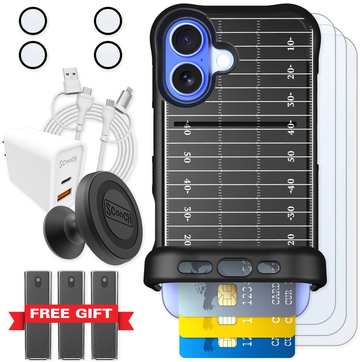 Scooch Wingmate Yard Lines for iPhone 16 — Ultimate Bundle