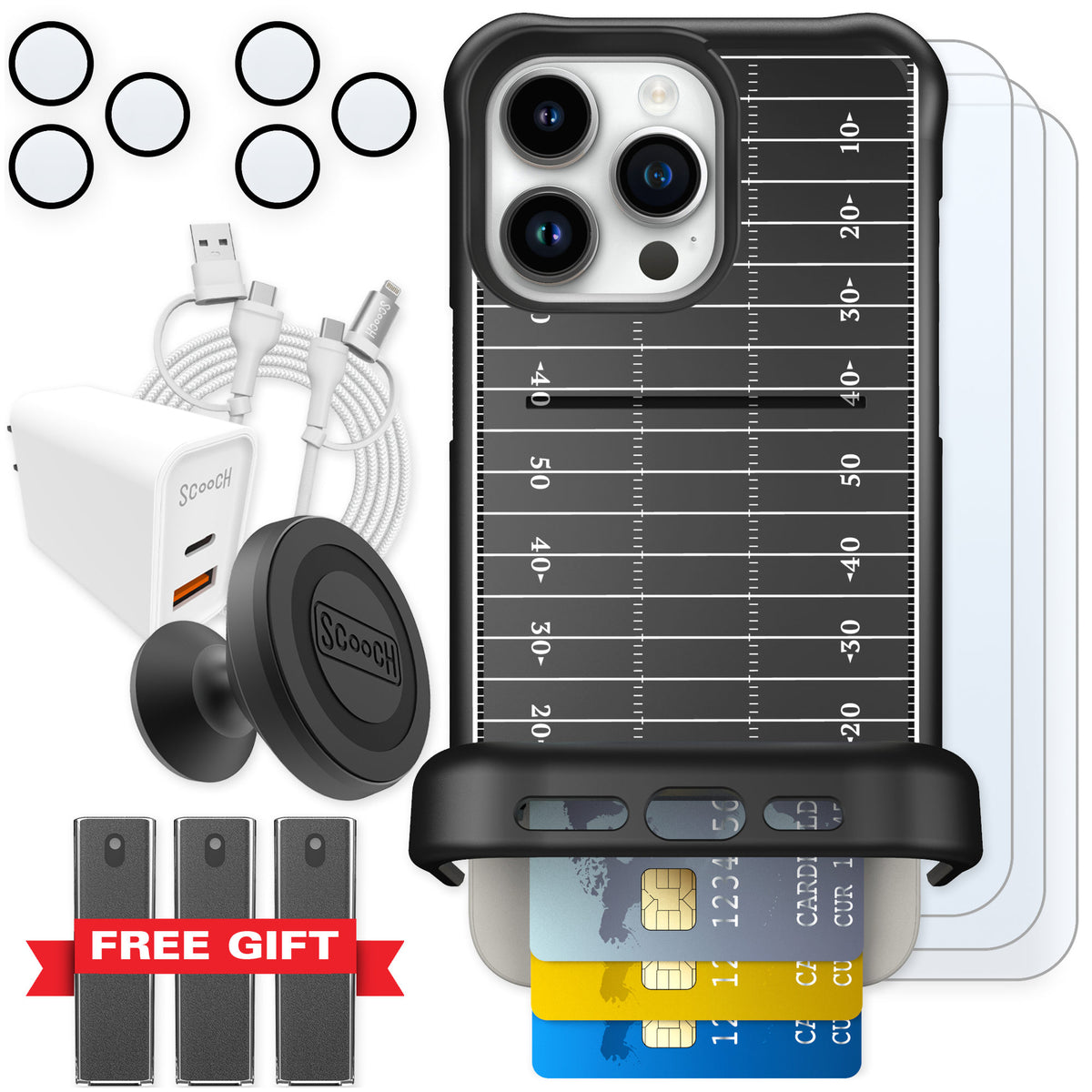 Scooch Wingmate Yard Lines for iPhone 15 Pro Max — Ultimate Bundle