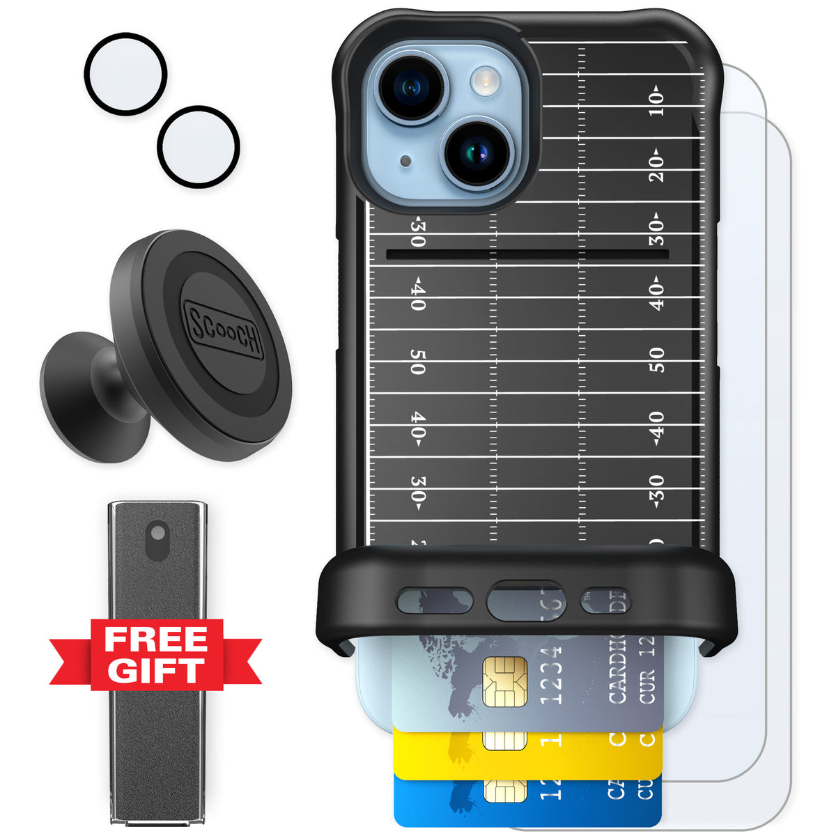 Scooch Wingmate Yard Lines for iPhone 15 — Defender Bundle
