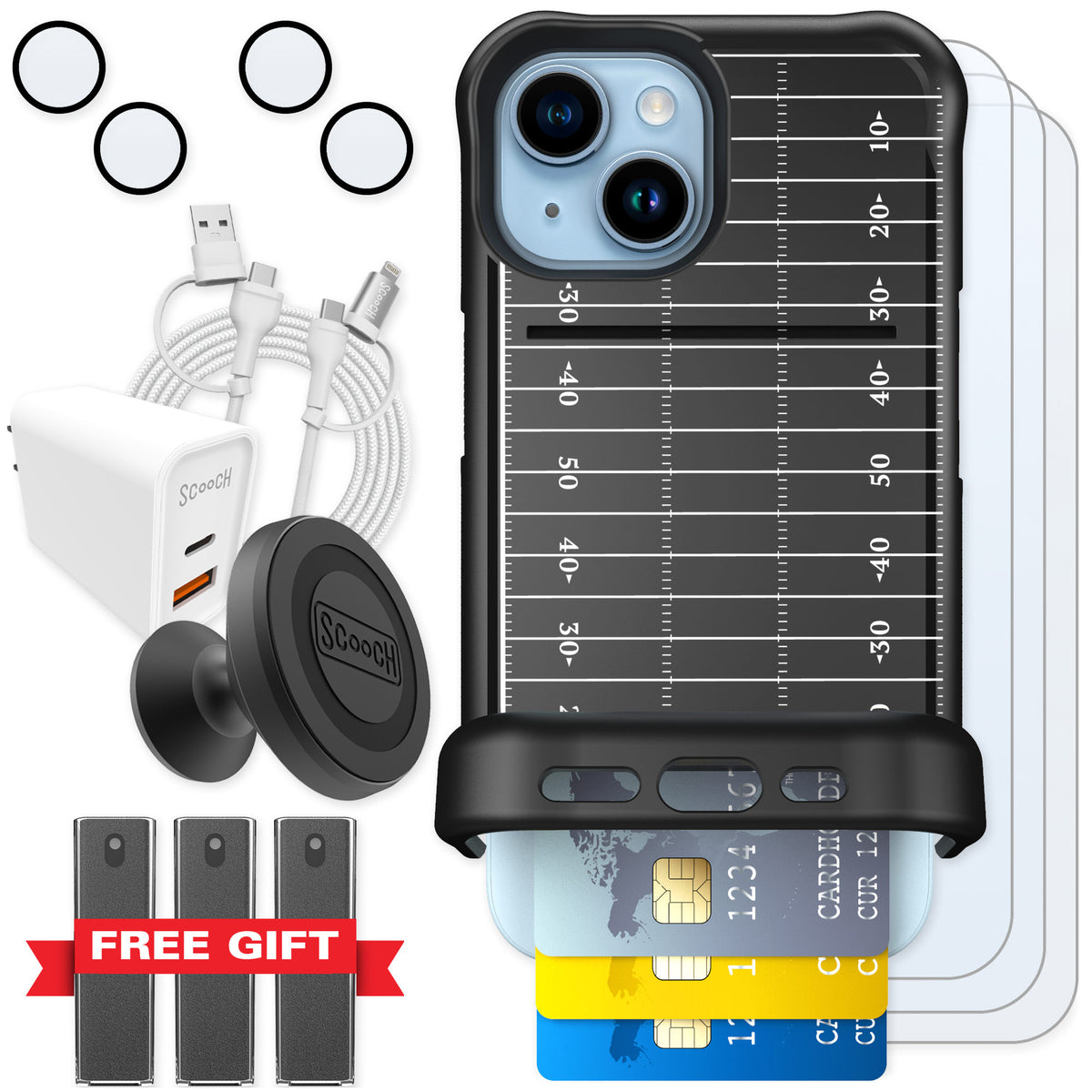 Scooch Wingmate Yard Lines for iPhone 15 — Ultimate Bundle