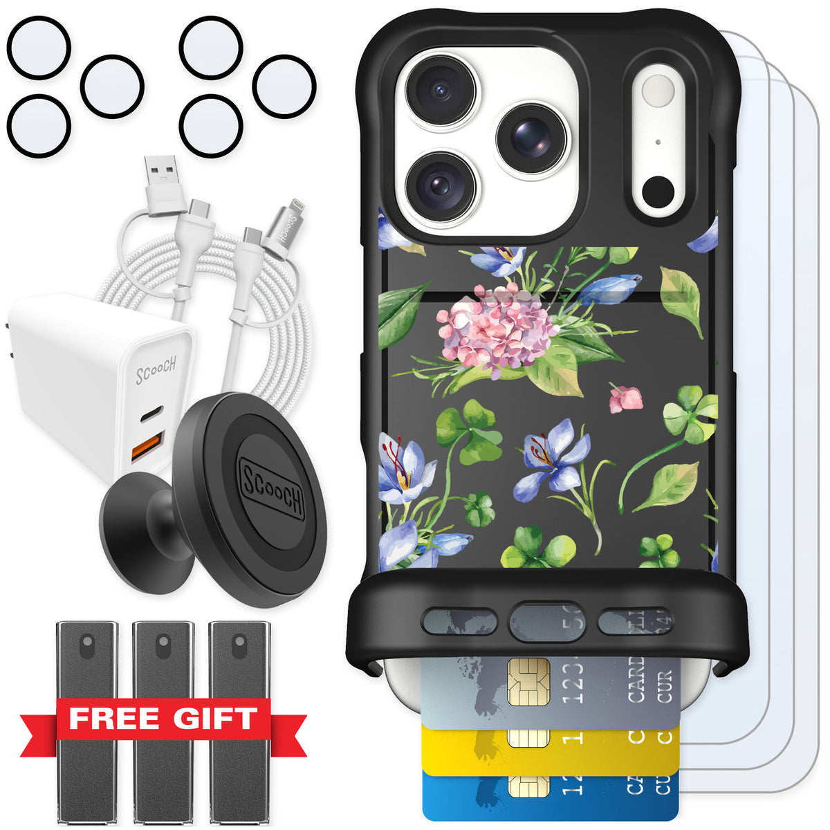 Scooch Wingmate Lucky Hydrangea for iPhone 18 Pro — Ultimate Bundle