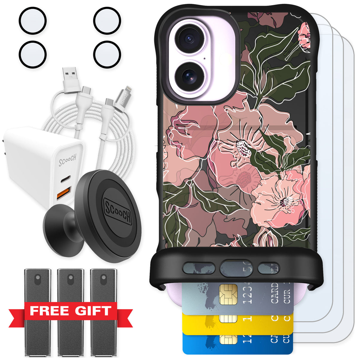Scooch Wingmate Blush Botanical for iPhone 17 — Ultimate Bundle