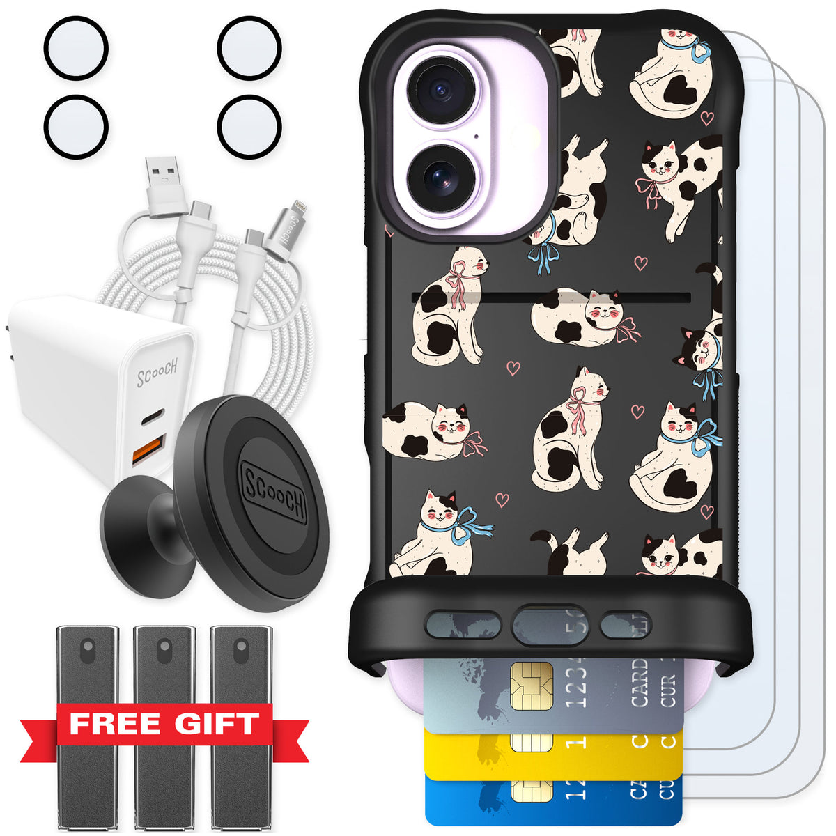 Scooch Wingmate Bow Kitties for iPhone 17 — Ultimate Bundle