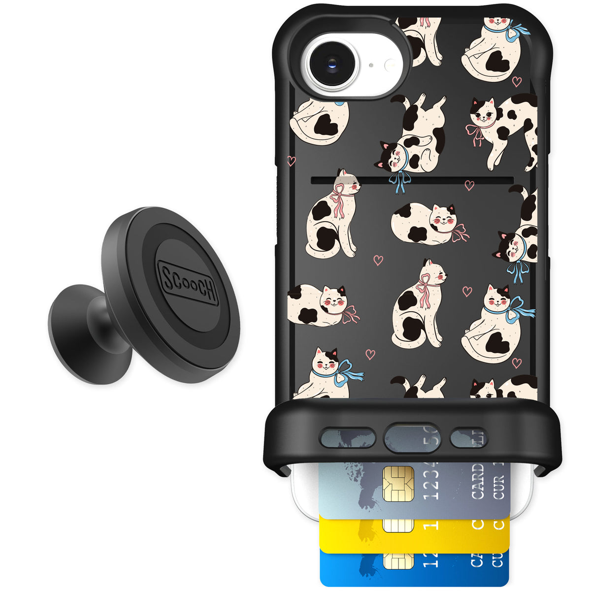Scooch Wingmate Bow Kitties for iPhone 17e — Starter Bundle
