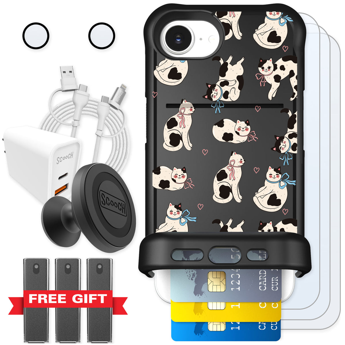 Scooch Wingmate Bow Kitties for iPhone 17e — Ultimate Bundle