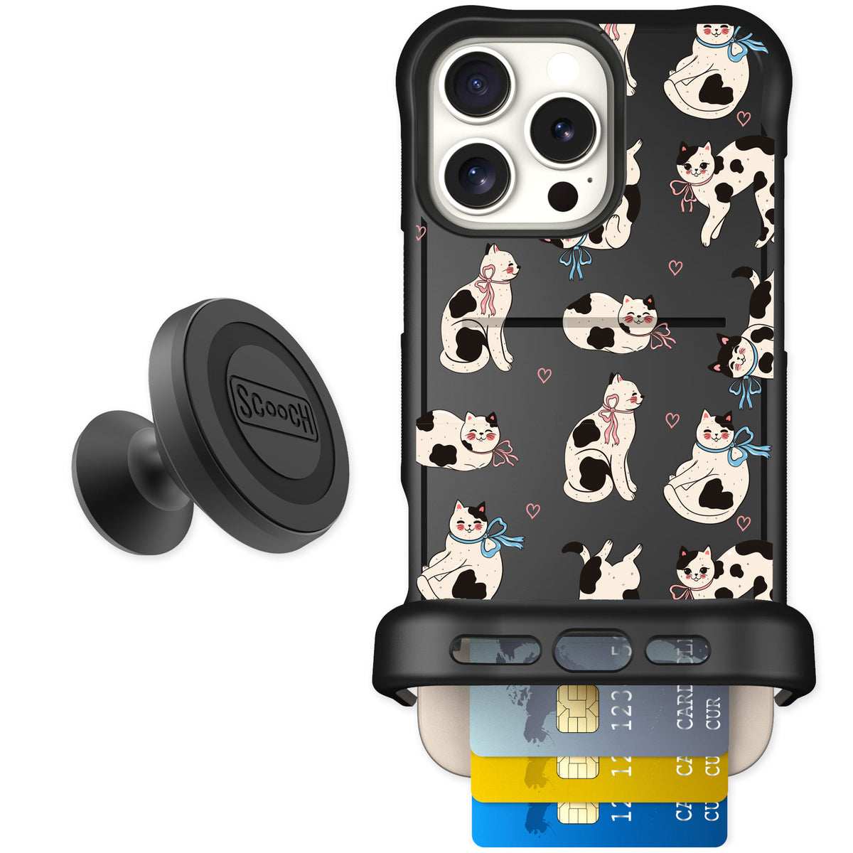 Scooch Wingmate Bow Kitties for iPhone 16 Pro Max — Starter Bundle