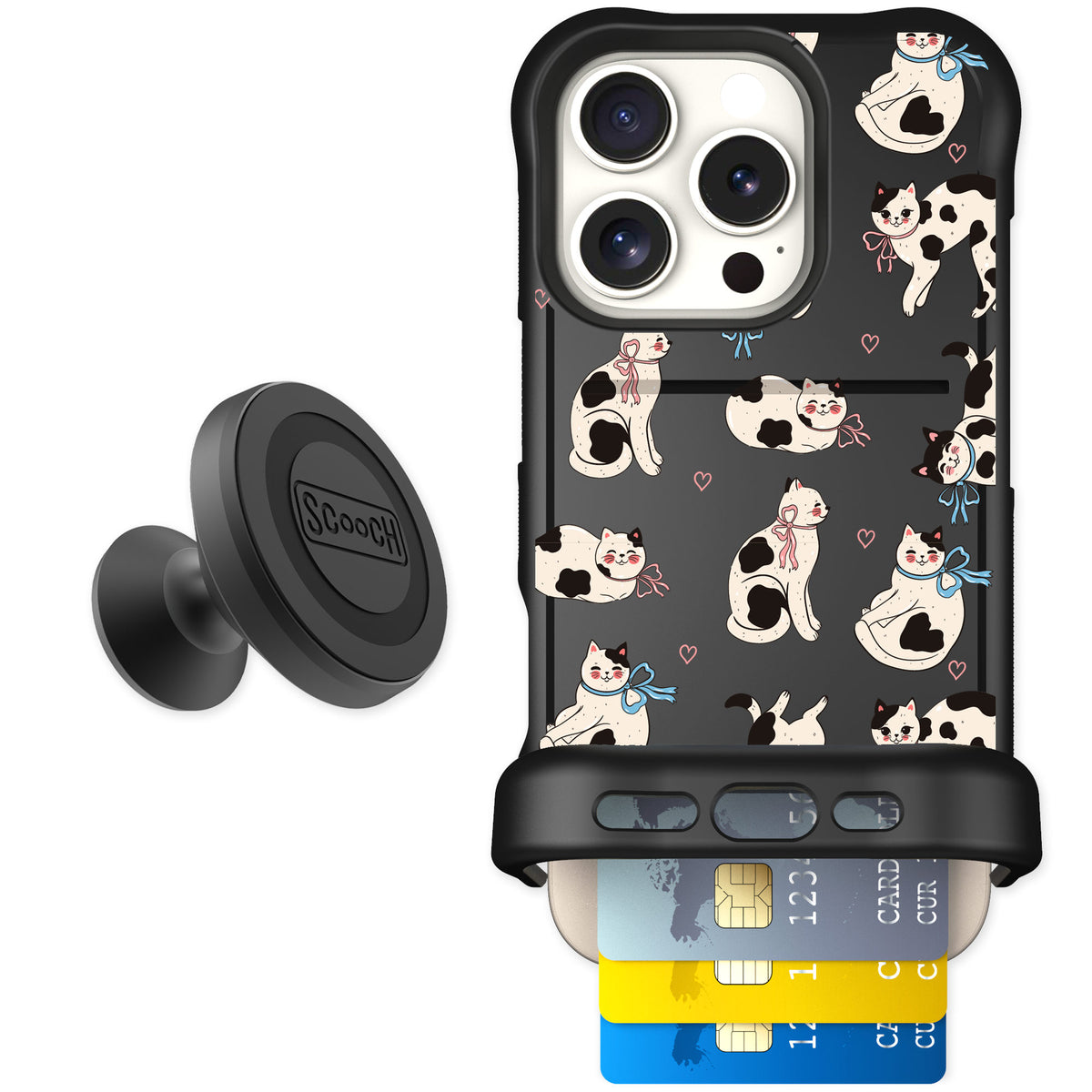 Scooch Wingmate Bow Kitties for iPhone 16 Pro — Starter Bundle