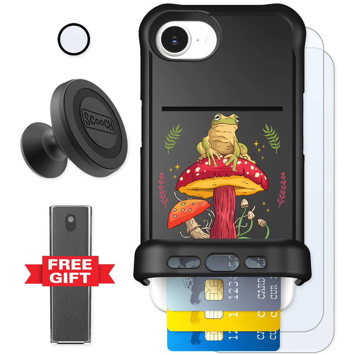 Scooch Wingmate Toadstool Frog for iPhone 17e — Defender Bundle