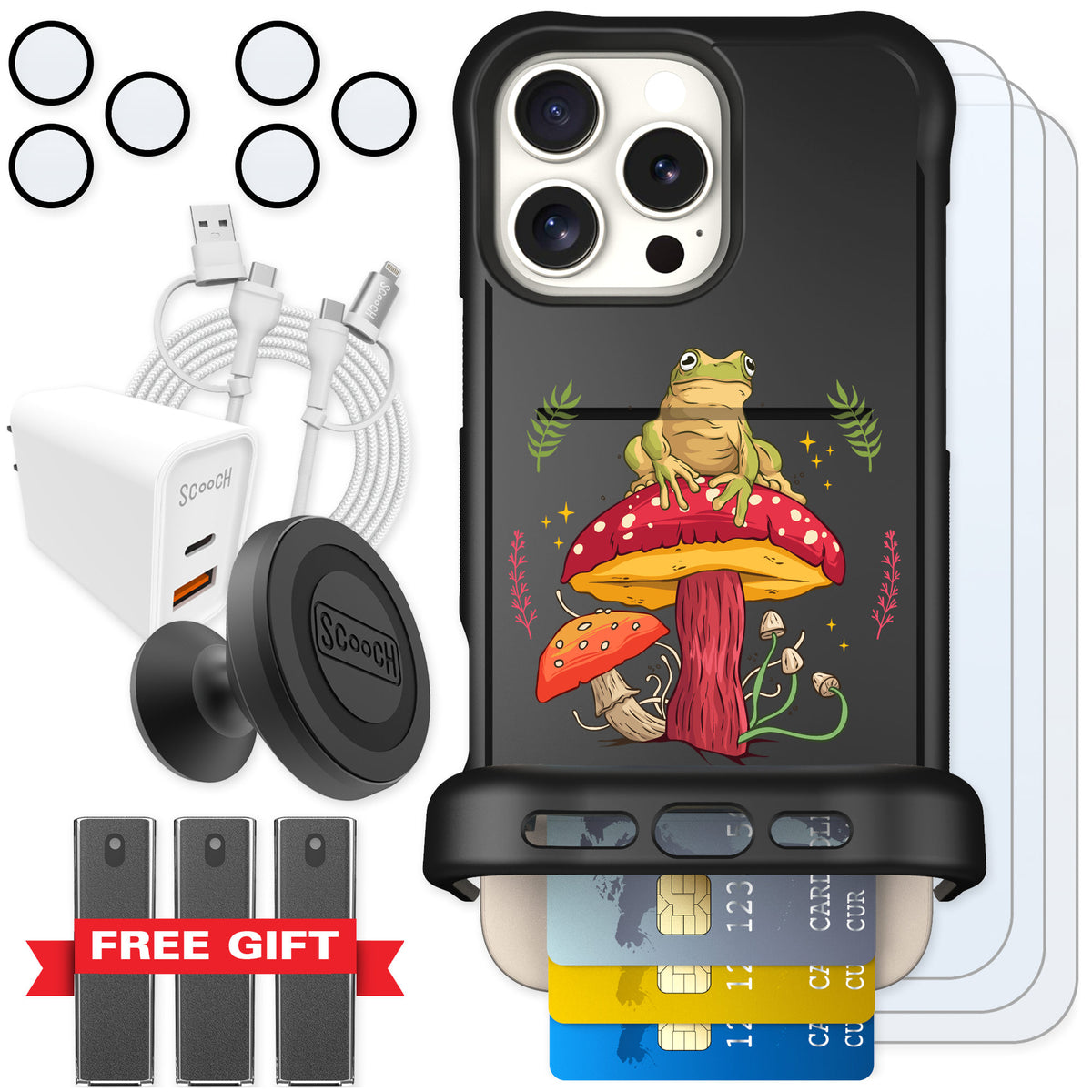 Scooch Wingmate Toadstool Frog for iPhone 16 Pro Max — Ultimate Bundle