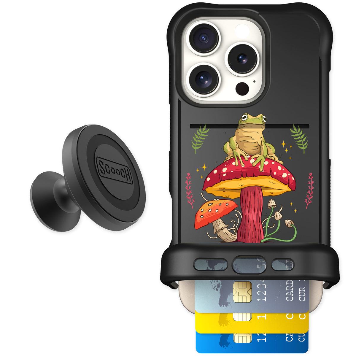 Scooch Wingmate Toadstool Frog for iPhone 16 Pro — Starter Bundle