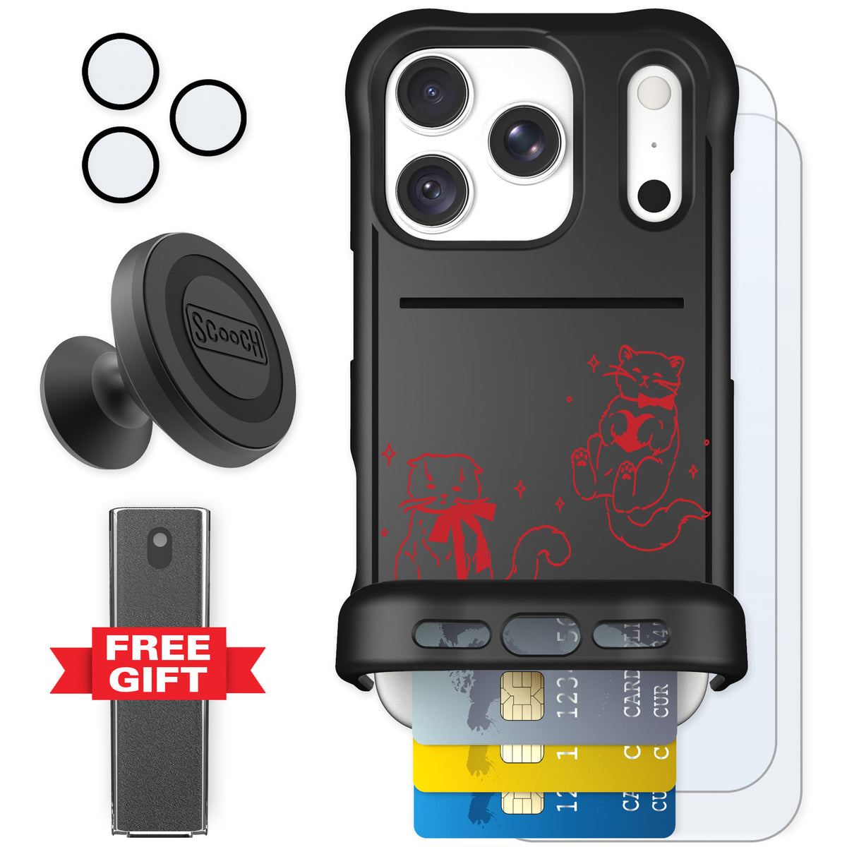 Scooch Wingmate Cupid's Cats for iPhone 18 Pro — Defender Bundle