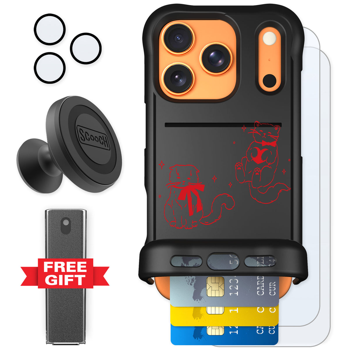 Scooch Wingmate Cupid's Cats for iPhone 17 Pro — Defender Bundle