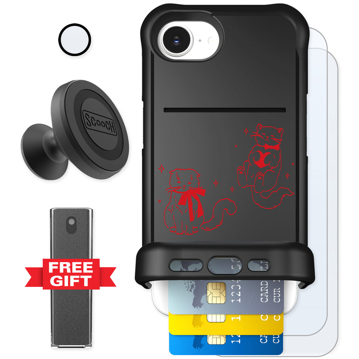 Scooch Wingmate Cupid's Cats for iPhone 17e — Defender Bundle