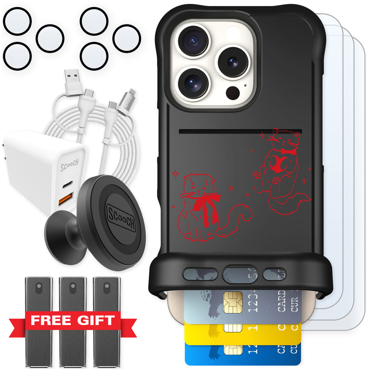 Scooch Wingmate Cupid's Cats for iPhone 16 Pro — Ultimate Bundle