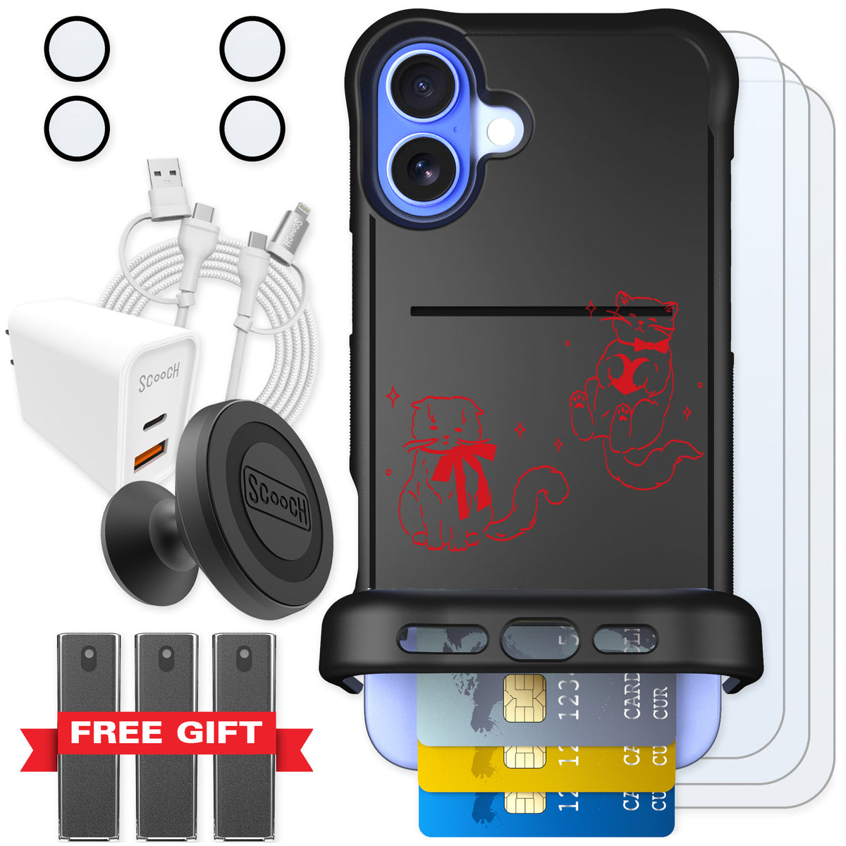 Scooch Wingmate Cupid's Cats for iPhone 16 Plus — Ultimate Bundle