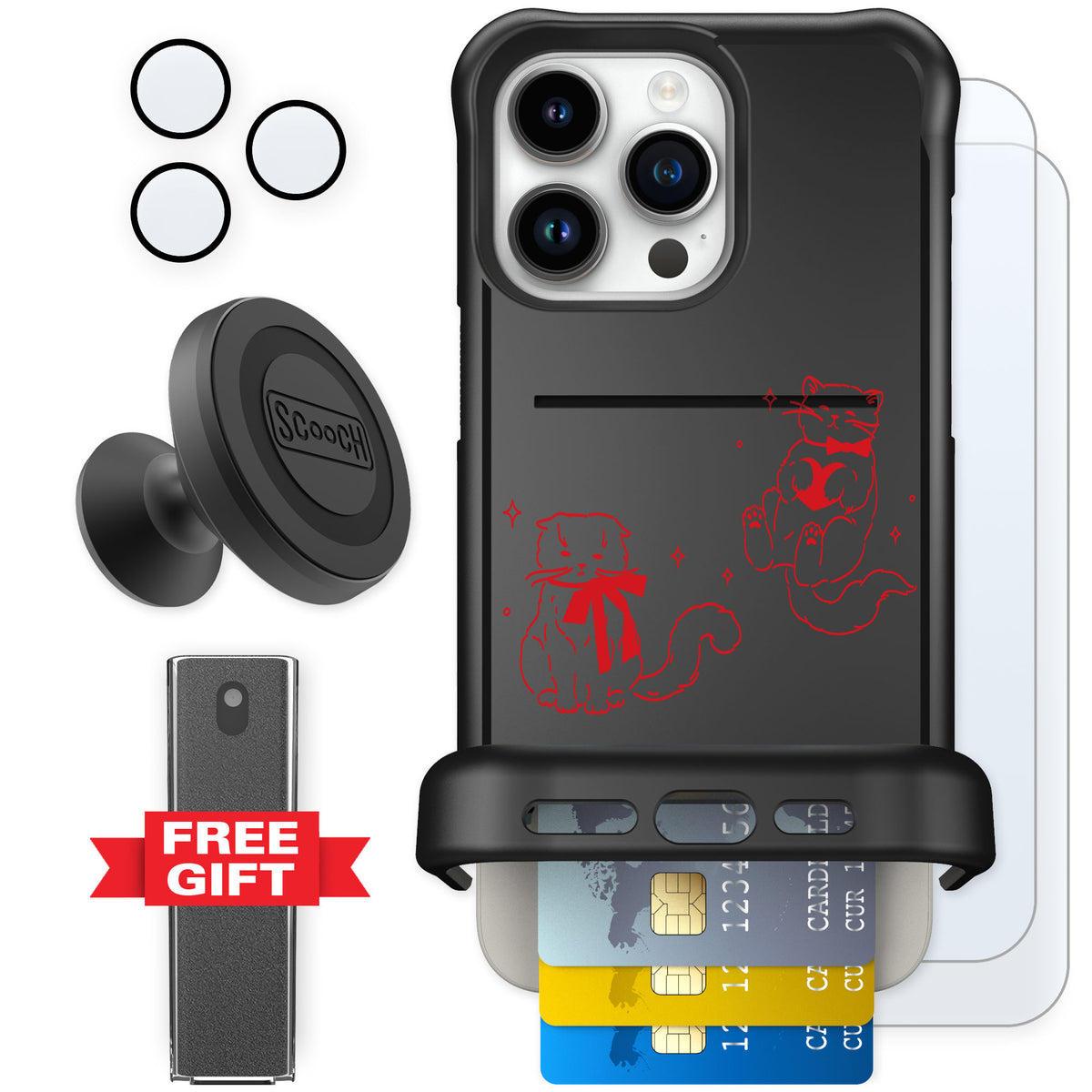 Scooch Wingmate Cupid's Cats for iPhone 15 Pro Max — Defender Bundle