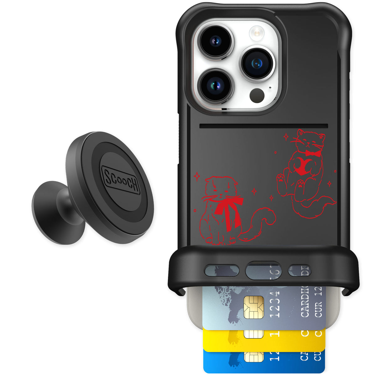 Scooch Wingmate Cupid's Cats for iPhone 15 Pro — Starter Bundle