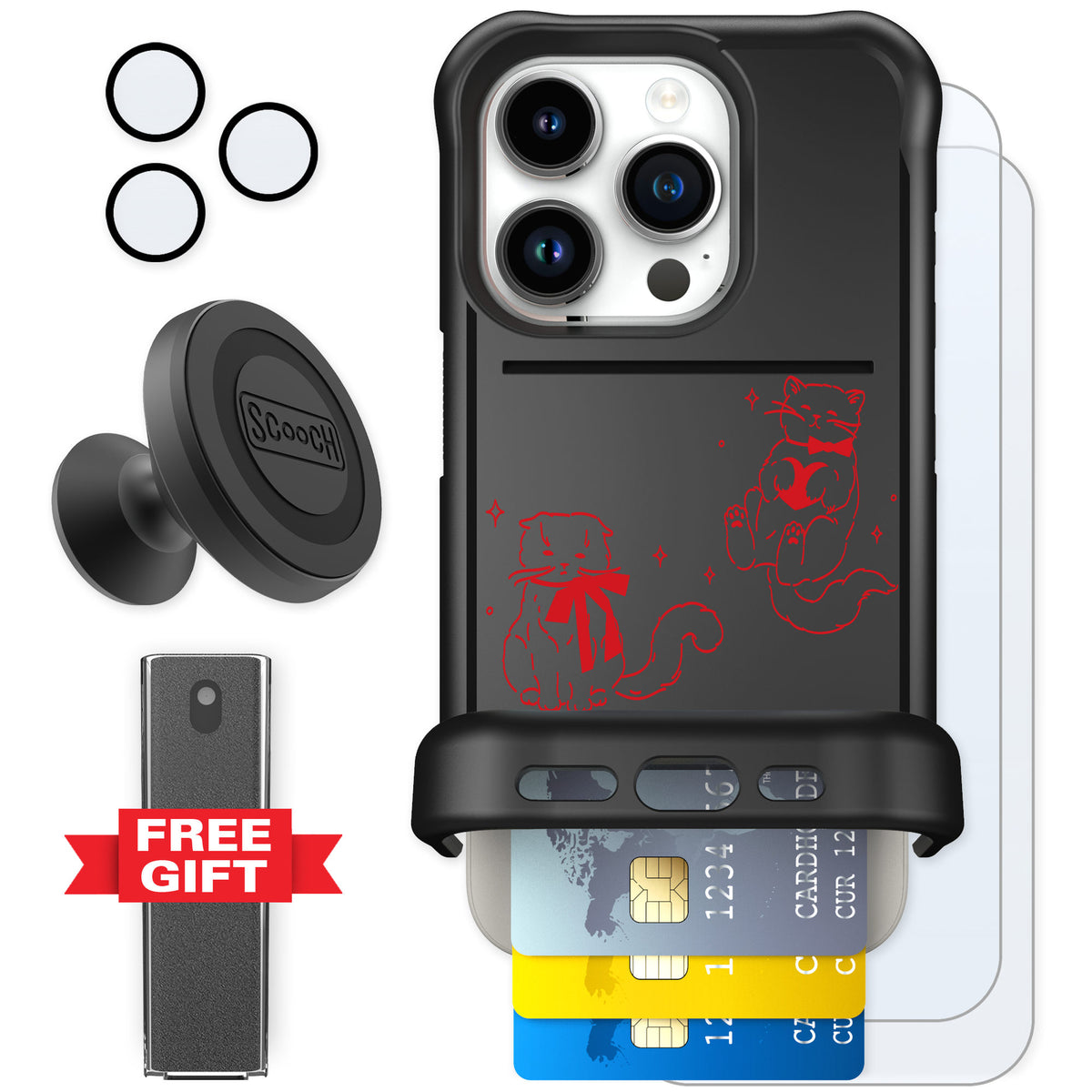 Scooch Wingmate Cupid's Cats for iPhone 15 Pro — Defender Bundle