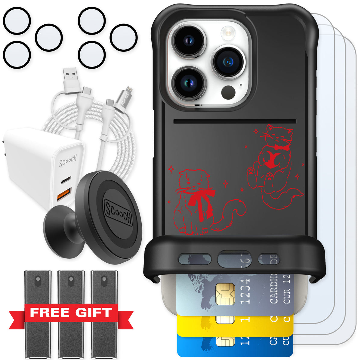 Scooch Wingmate Cupid's Cats for iPhone 15 Pro — Ultimate Bundle