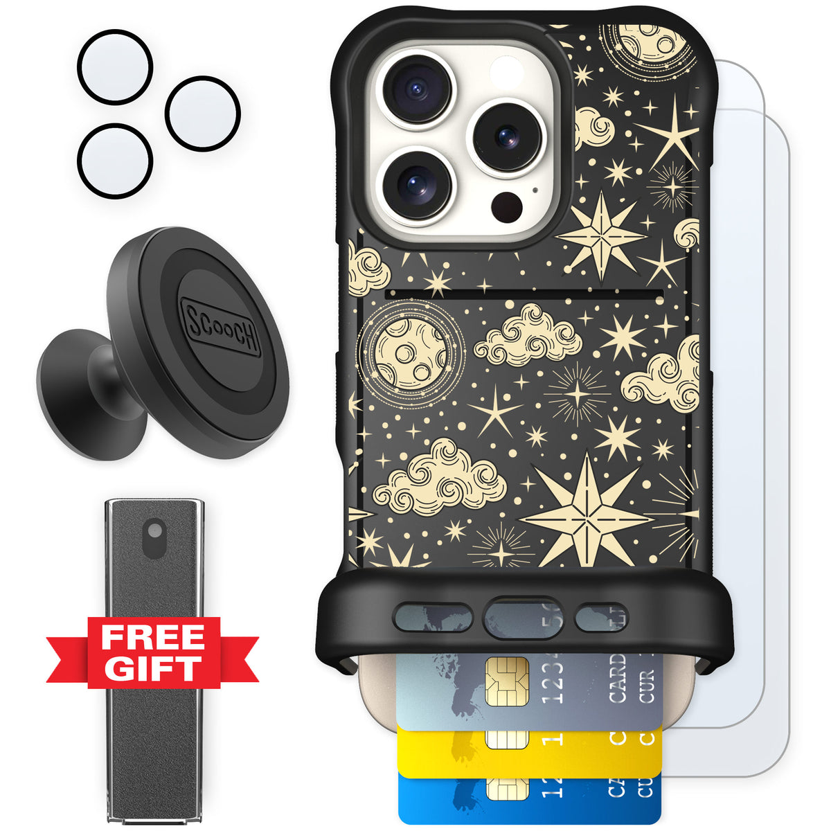 Scooch Wingmate Celestial Sleep for iPhone 16 Pro — Defender Bundle