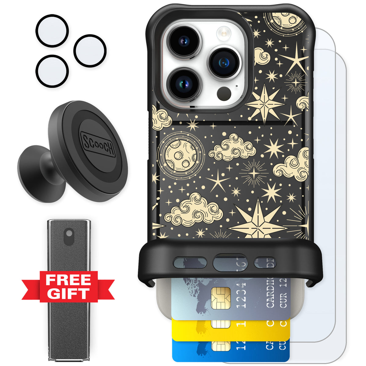 Scooch Wingmate Celestial Sleep for iPhone 15 Pro — Defender Bundle