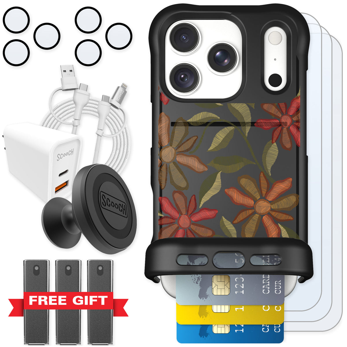 Scooch Wingmate Floral Tapestry for iPhone 18 Pro — Ultimate Bundle