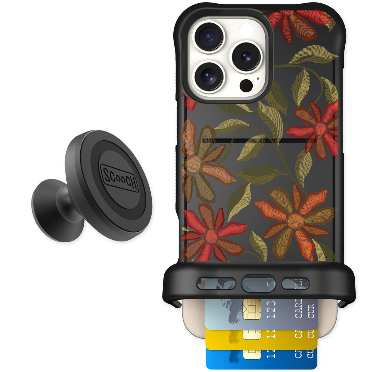 Scooch Wingmate Floral Tapestry for iPhone 16 Pro Max — Starter Bundle