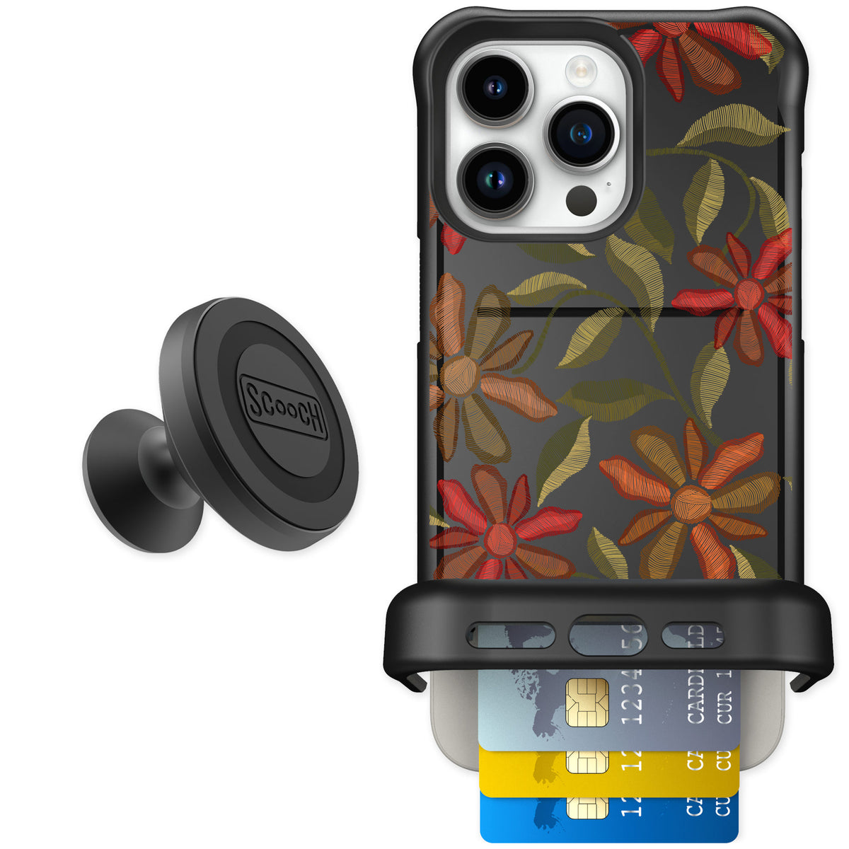 Scooch Wingmate Floral Tapestry for iPhone 15 Pro Max — Starter Bundle