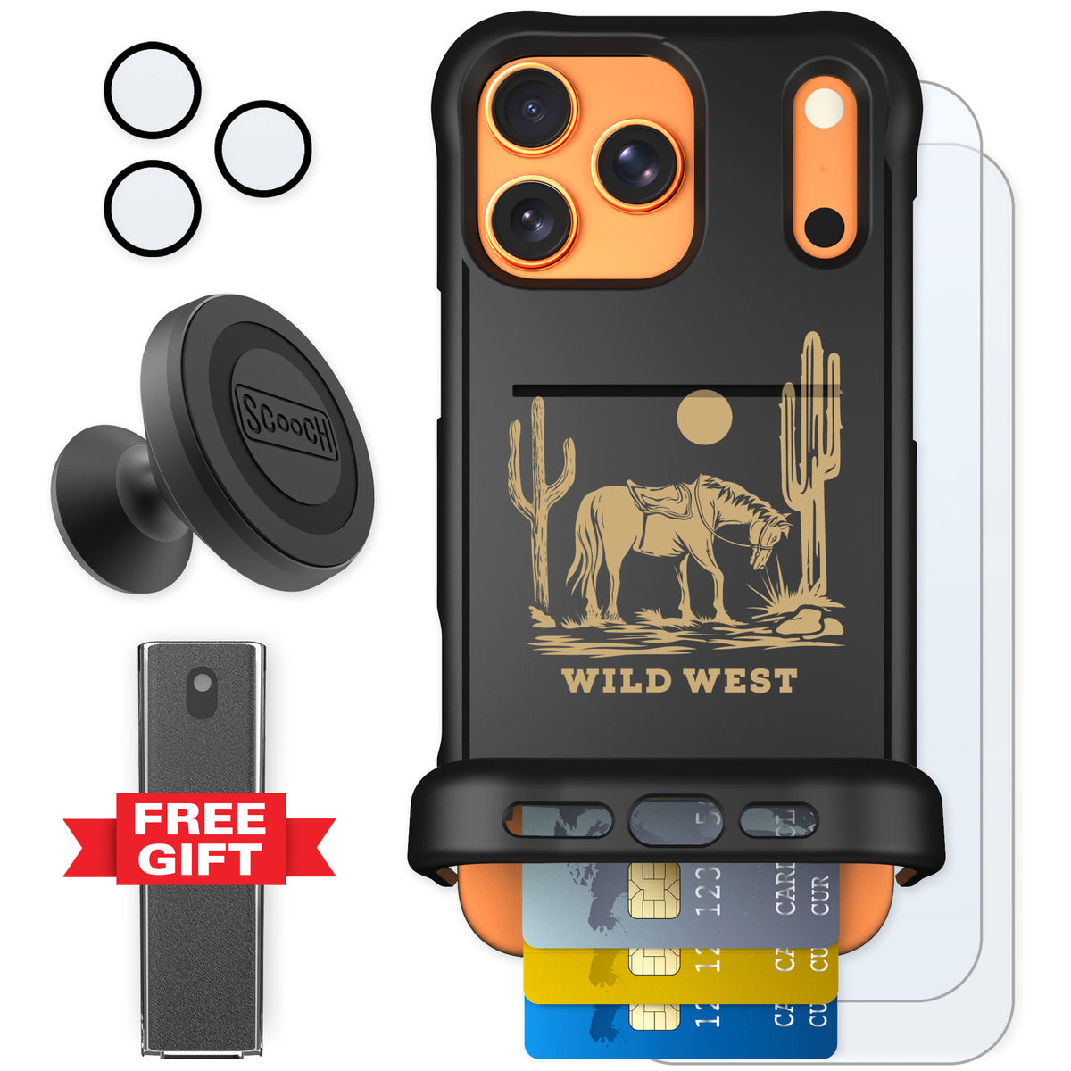 Scooch Wingmate Wild West for iPhone 17 Pro Max — Defender Bundle