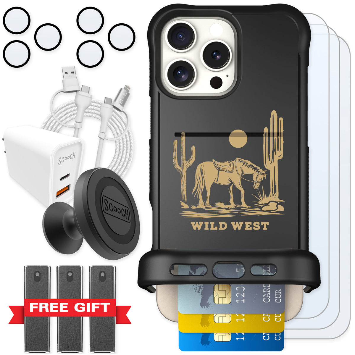 Scooch Wingmate Wild West for iPhone 16 Pro Max — Ultimate Bundle