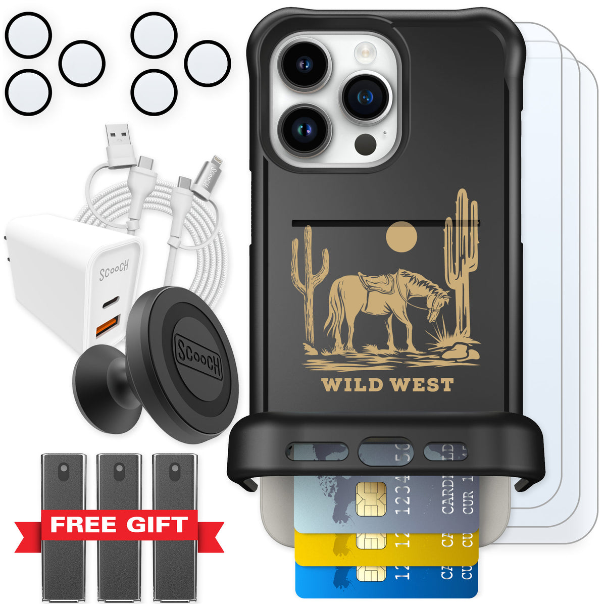Scooch Wingmate Wild West for iPhone 15 Pro Max — Ultimate Bundle