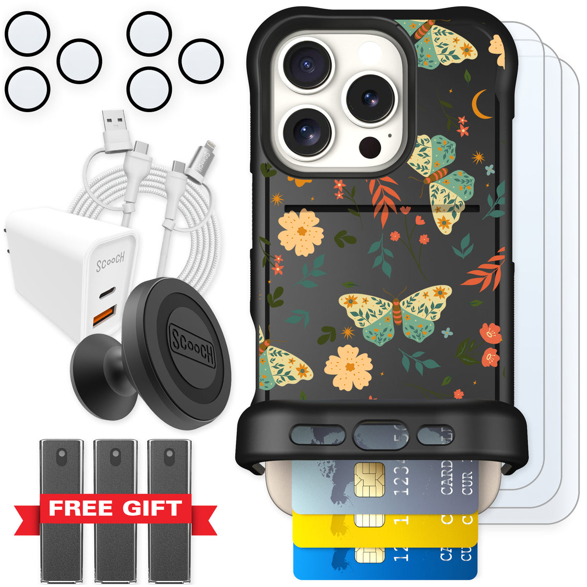 Scooch Wingmate Boho Nights for iPhone 16 Pro — Ultimate Bundle