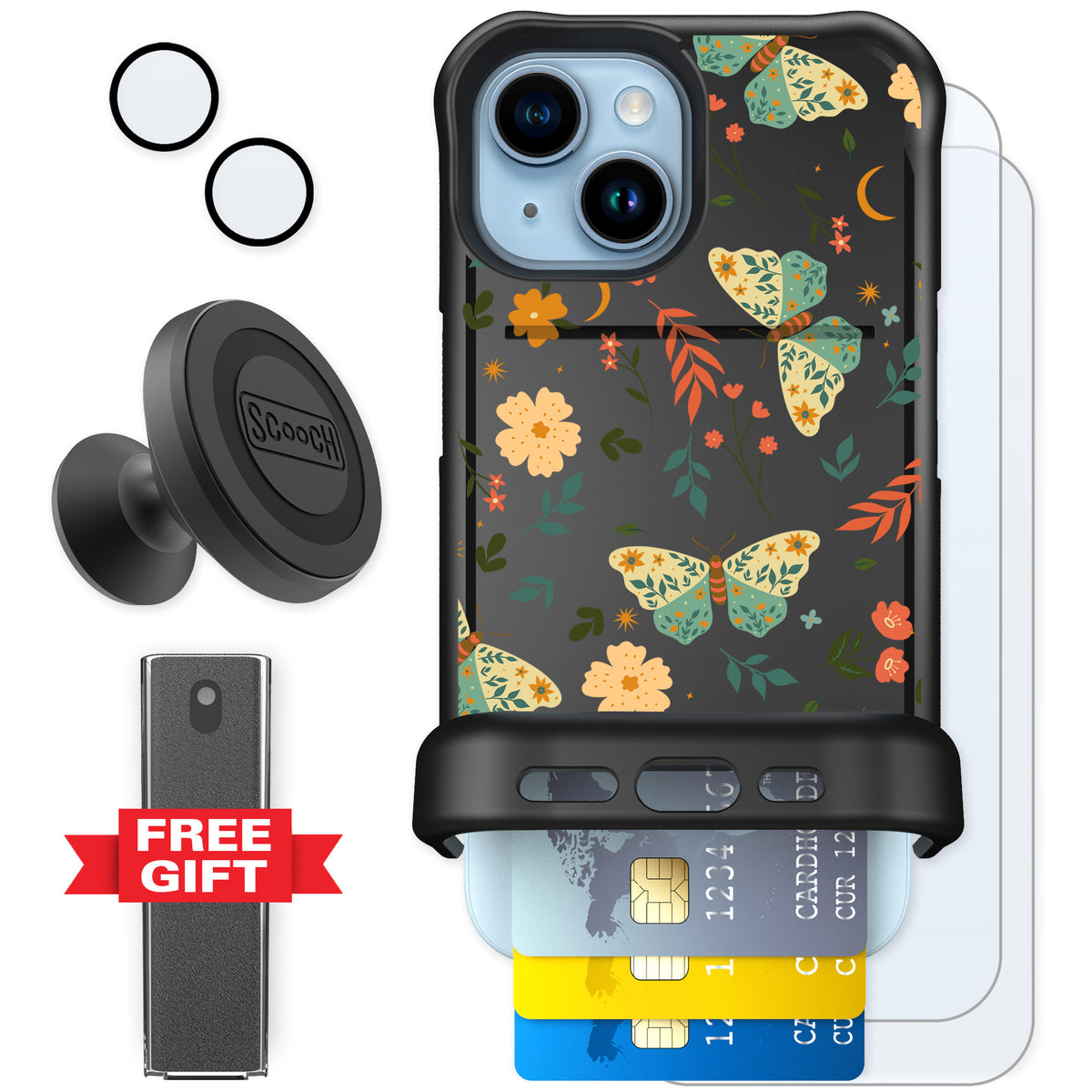 Scooch Wingmate Boho Nights for iPhone 15 — Defender Bundle