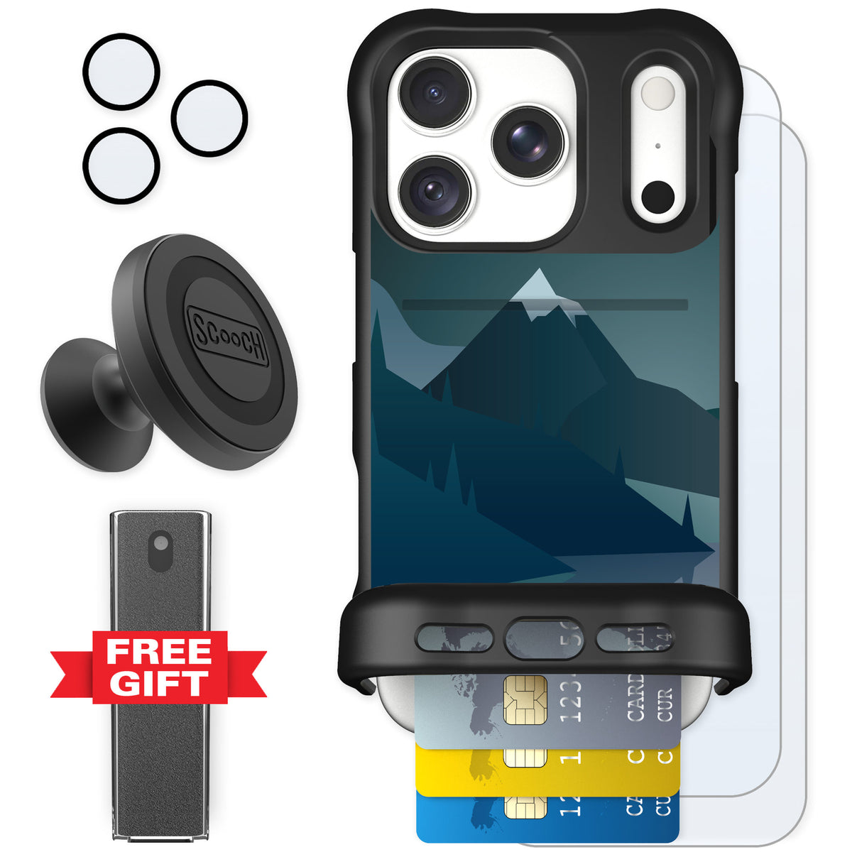 Scooch Wingmate Midnight Ridge for iPhone 18 Pro — Defender Bundle